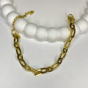 Altın Renk Zincir Çelik Bileklik - Unisex
