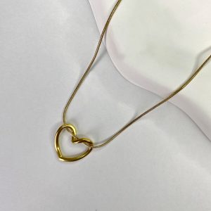 Çelik Gold Kalp Kolye