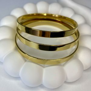 Çelik Gold Kalın Ajda Bilezik (3’lü paket)- 66 mm